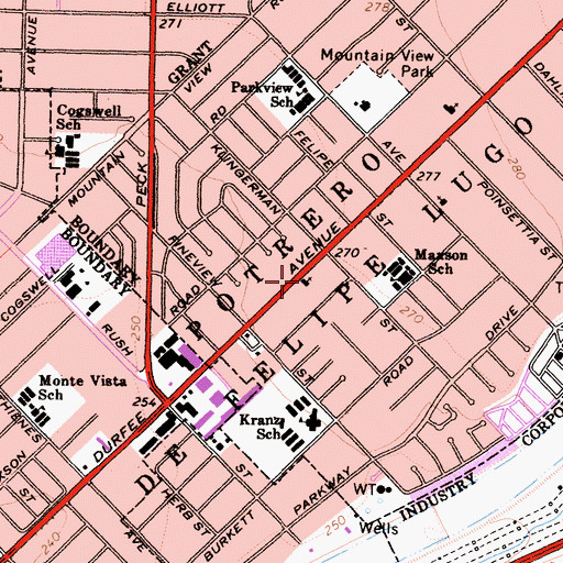 Topographic Map of Assembly Pentecostal Church, CA