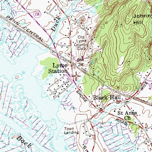 Topographic Map of Lyme Station, CT