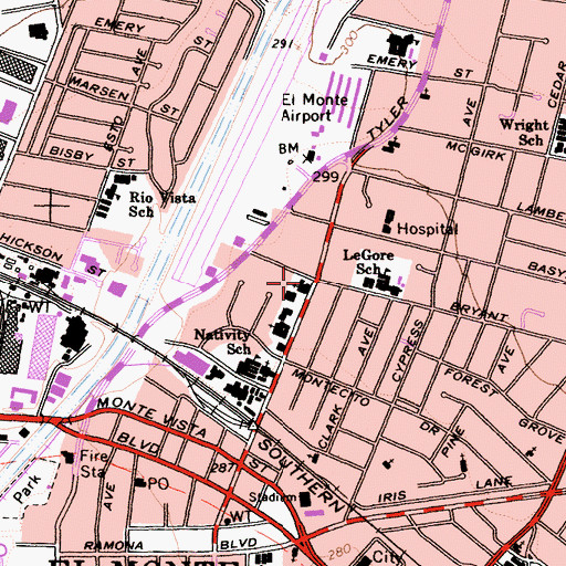 Topographic Map of Iglesia Bautista De Jesus, CA