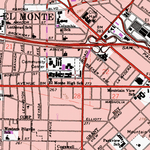 Topographic Map of New Hope Community Church, CA