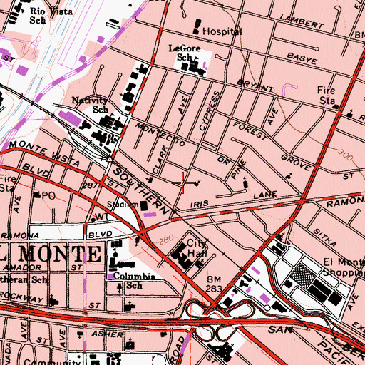 Topographic Map of Primera Iglesia Bautista, CA