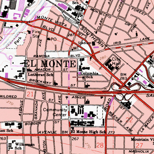 Topographic Map of True Jesus Church In Southern California, CA