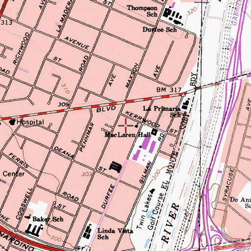 Topographic Map of Truth Chinese Alliance Church, CA