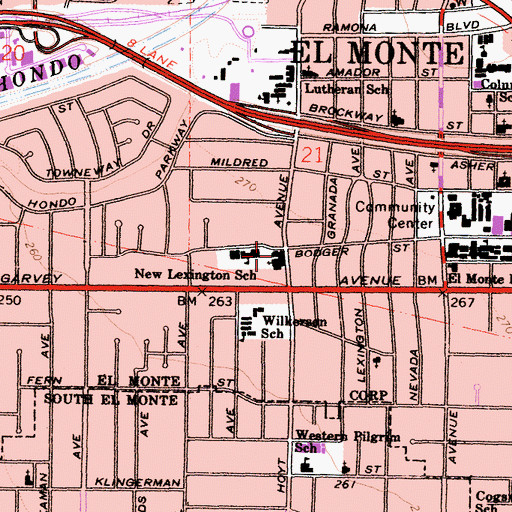 Topographic Map of Valley Community Church, CA