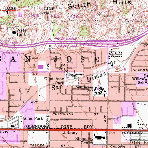 Topographic Map of First Evangelical Methodist Church, CA