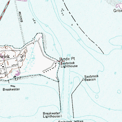 Topographic Map of Lynde Point, CT