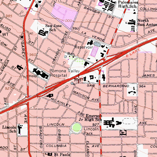 Topographic Map of Central Baptist Church, CA