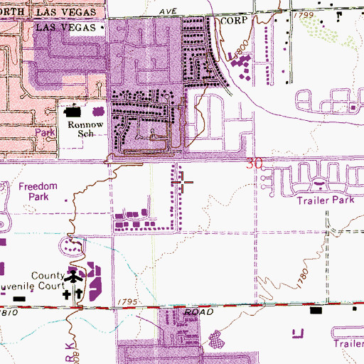 Topographic Map of Morris Behavior Junior and Senior High School, NV