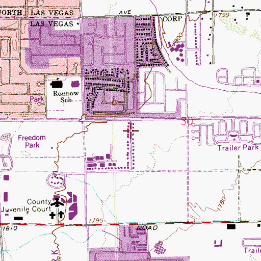 Topographic Map of Morris Sunset East High School, NV