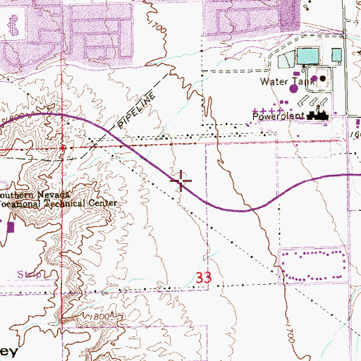 Topographic Map of Cowan Sunset Southeast High School, NV