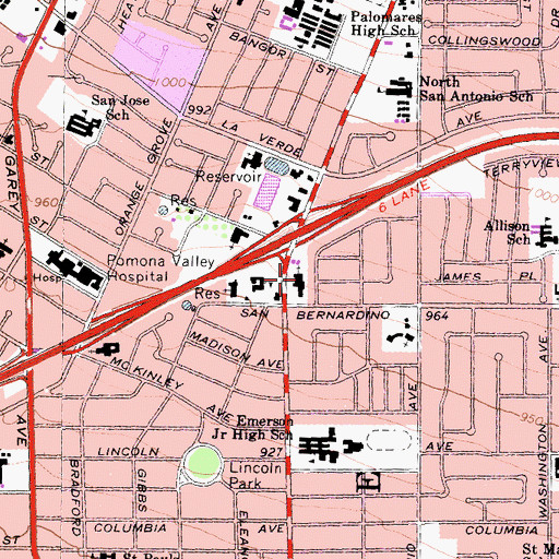 Topographic Map of Covenant United Methodist Church, CA