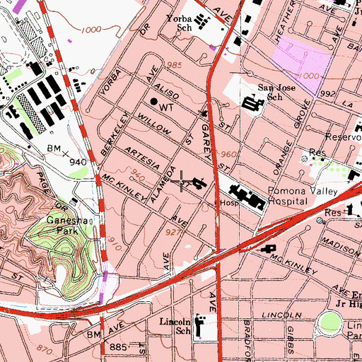 Topographic Map of First Christian Church, CA