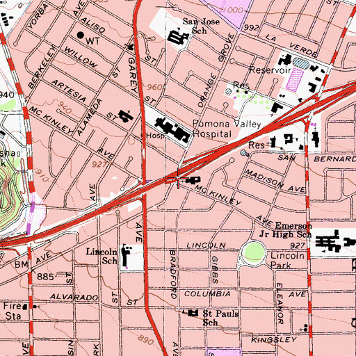 Topographic Map of First Church of the Nazarene, CA
