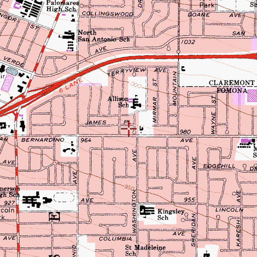 Topographic Map of Holy Missionary Baptist Church, CA