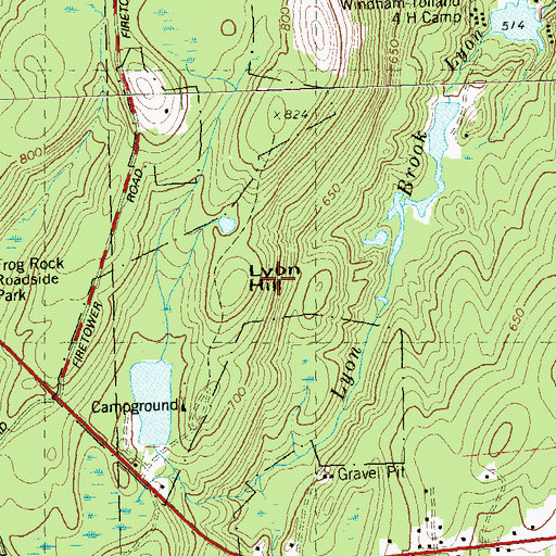 Topographic Map of Lyon Hill, CT