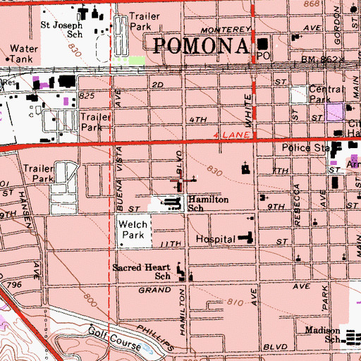 Topographic Map of Macedonia Baptist Church, CA