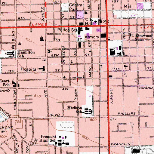 Topographic Map of Iglesia Del Nazareno, CA