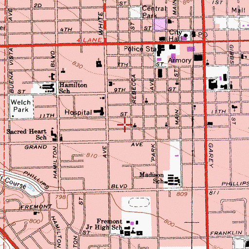 Topographic Map of Mision Cristiana Pentecostal, CA