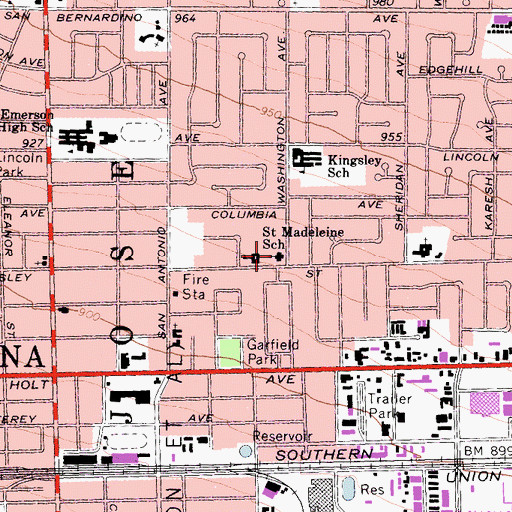 Topographic Map of Saint Madeleine Catholic Church, CA