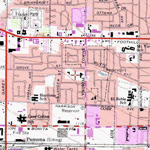 Topographic Map of Temple Beth Israel, CA