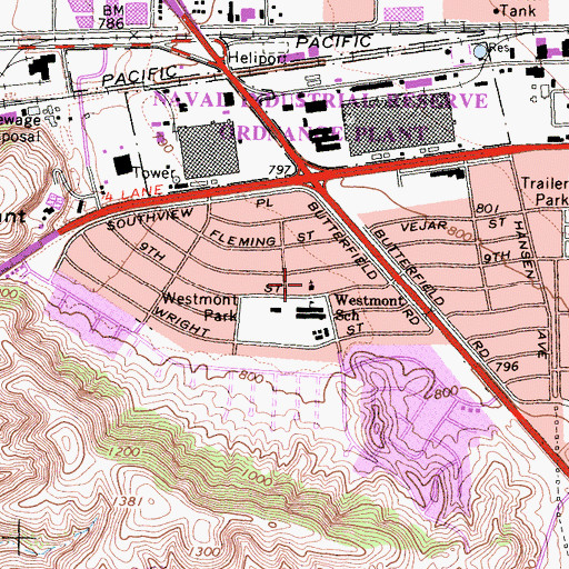 Topographic Map of Westmont United Methodist Church, CA