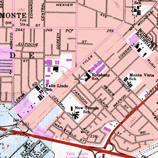 Topographic Map of Epiphany Catholic Church, CA