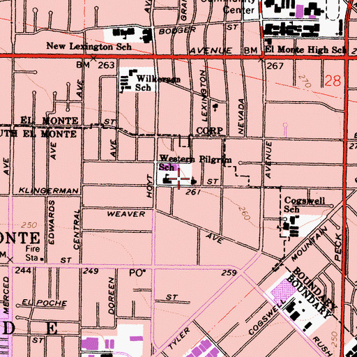 Topographic Map of Victory Outreach El Monte, CA