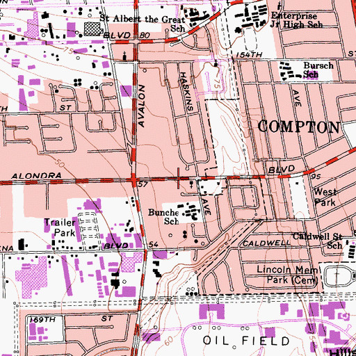 Topographic Map of Greater Jerusalem Bible Church, CA