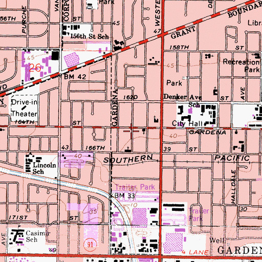 Topographic Map of Church of Christ, CA