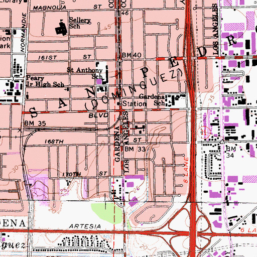 Topographic Map of First United Methodist Church, CA