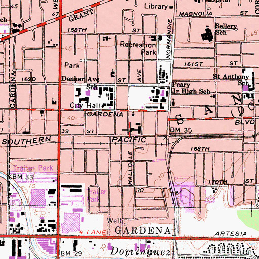 Topographic Map of Gardena Buddhist Church, CA