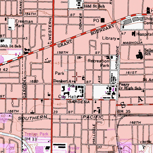 Topographic Map of Gardena Japanese American Seventh Day Adventist Church, CA