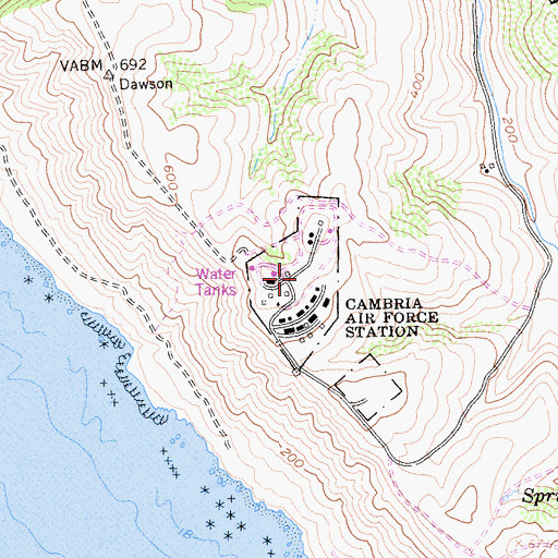Topographic Map of Cambria Air Force Station (historical), CA