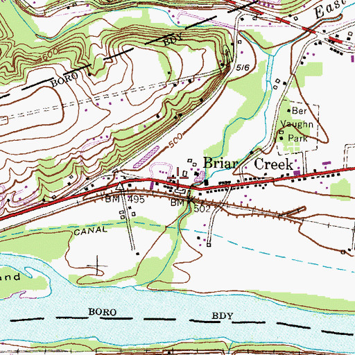 Topographic Map of Borough of Briar Creek, PA