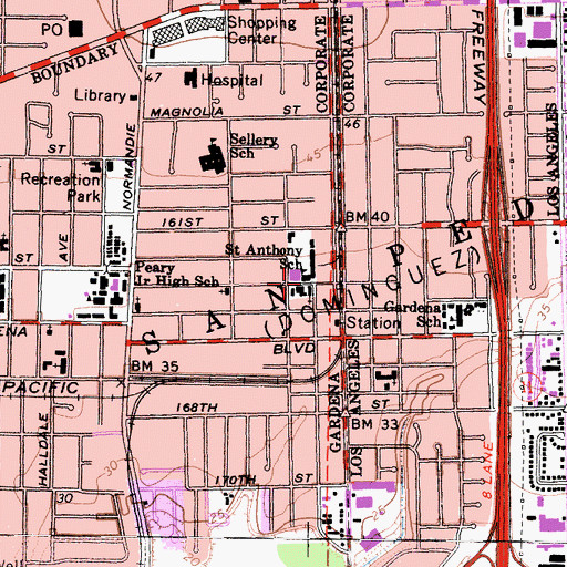 Topographic Map of Saint Anthony of Padua Church, CA