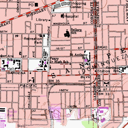 Topographic Map of Saint John Lutheran Church, CA