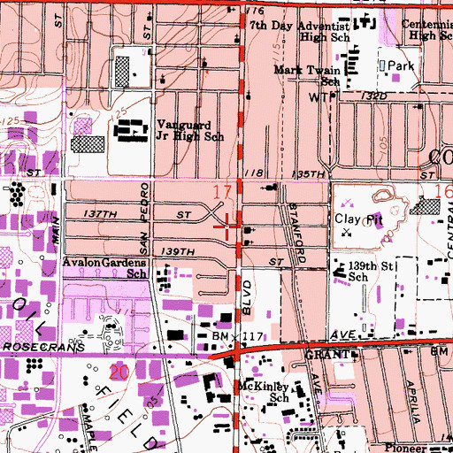 Topographic Map of Avalon Church of Christ, CA
