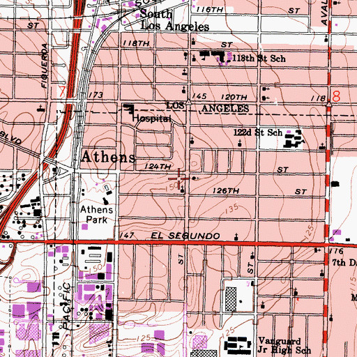 Topographic Map of Christ Full Gospel Baptist Church, CA