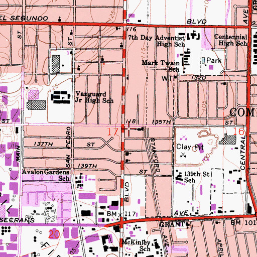 Topographic Map of Community Lutheran Church, CA