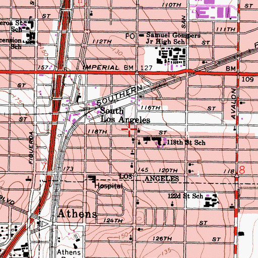 Topographic Map of Goodwill Missionary Baptist Church, CA