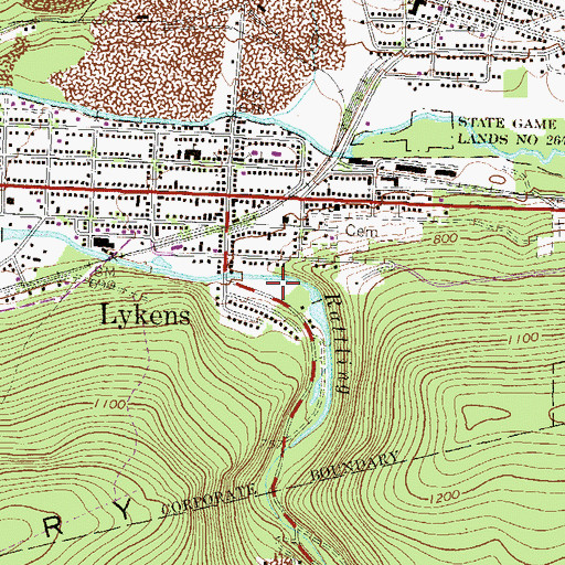 Topographic Map of Borough of Lykens, PA