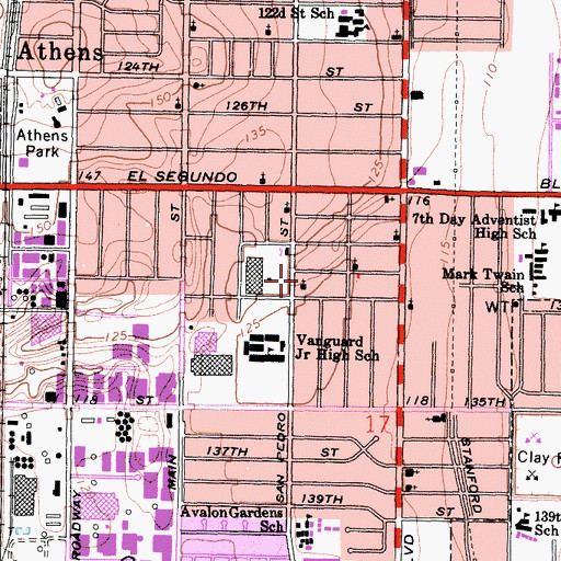 Topographic Map of Mount Tabor Missionary Baptist Church, CA