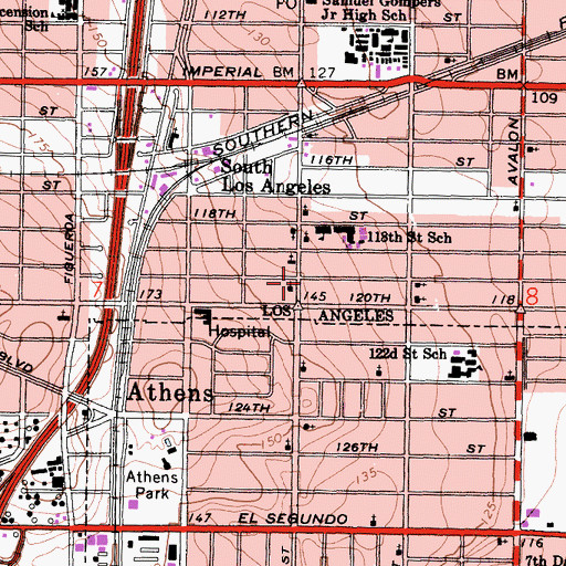 Topographic Map of True Love Missionary Baptist Church, CA
