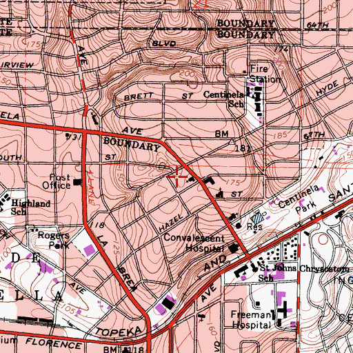 Topographic Map of Crusaders Christian Community Church, CA