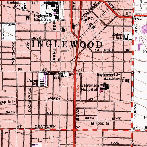Topographic Map of First Foursquare Church, CA