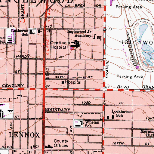 Topographic Map of Greater New Bethel Baptist Church, CA