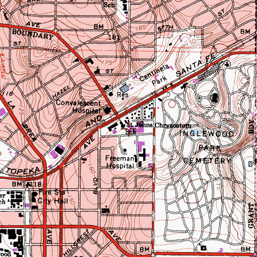 Topographic Map of Saint Mary's Academy, CA