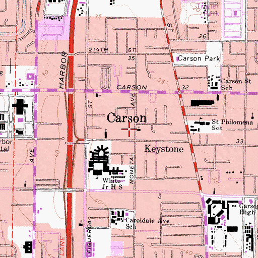 Topographic Map of Keystone Assembly of God Church, CA