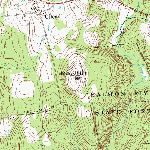 Topographic Map of Mack Hill, CT