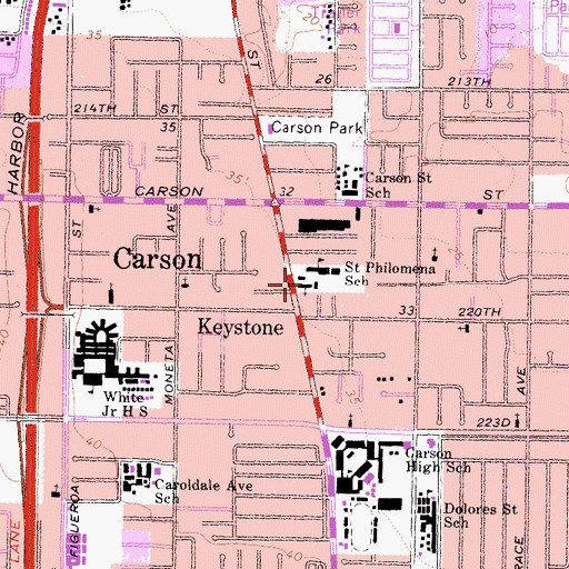 Topographic Map of Saint Philomena Church, CA